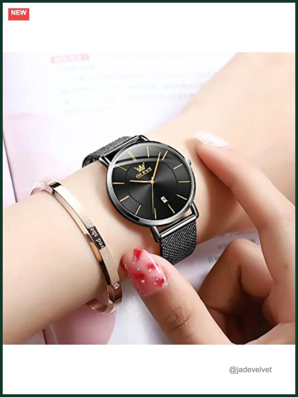 Women's Quartz Dress Watch Mesh Bracelet Analog Date Waterproof